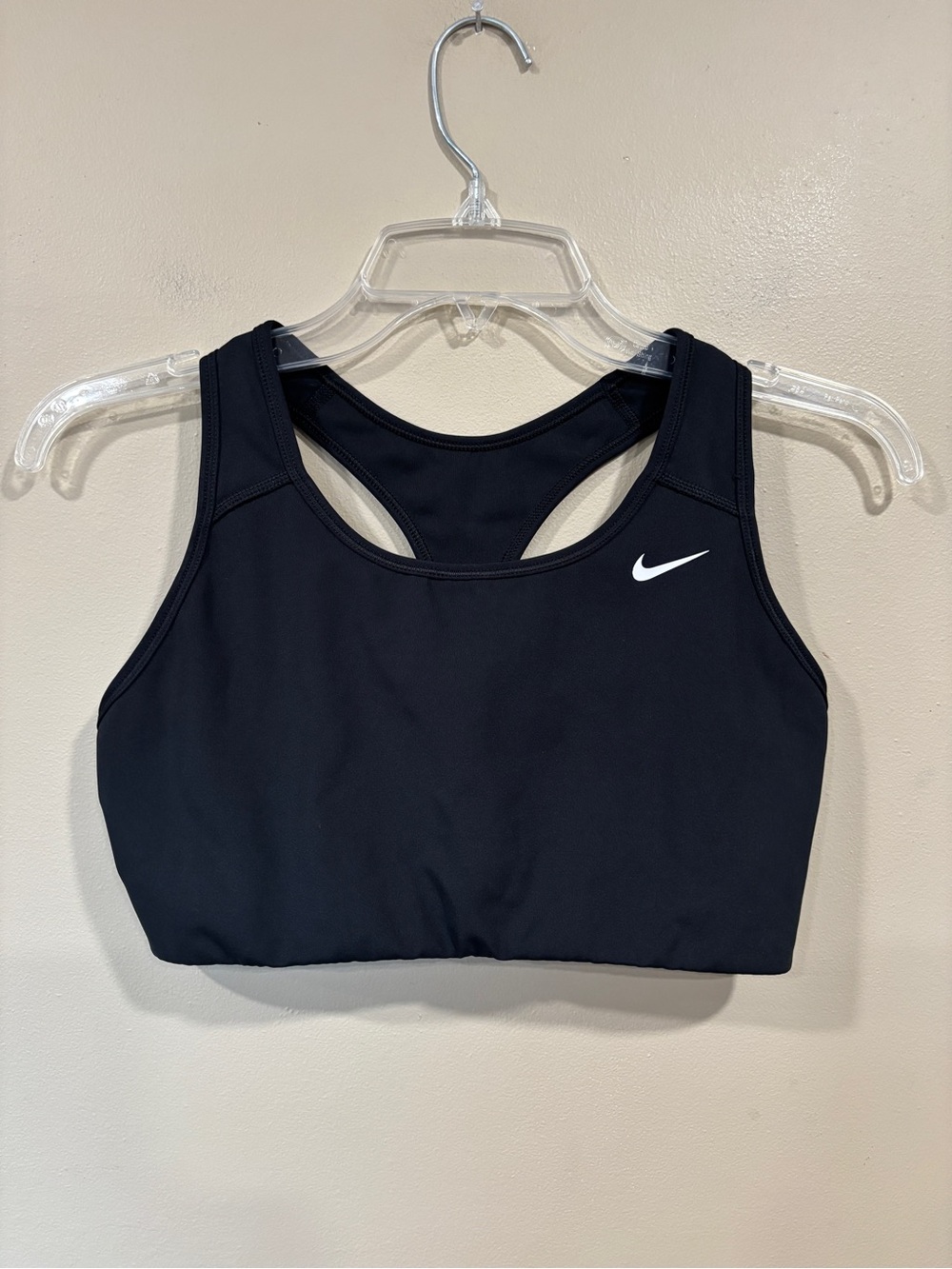 Nike Dri-Fit Sports Bra Women’s Black Swoosh Padded Size L
